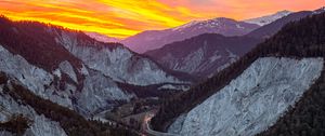 Preview wallpaper rocks, mountains, river, sunset