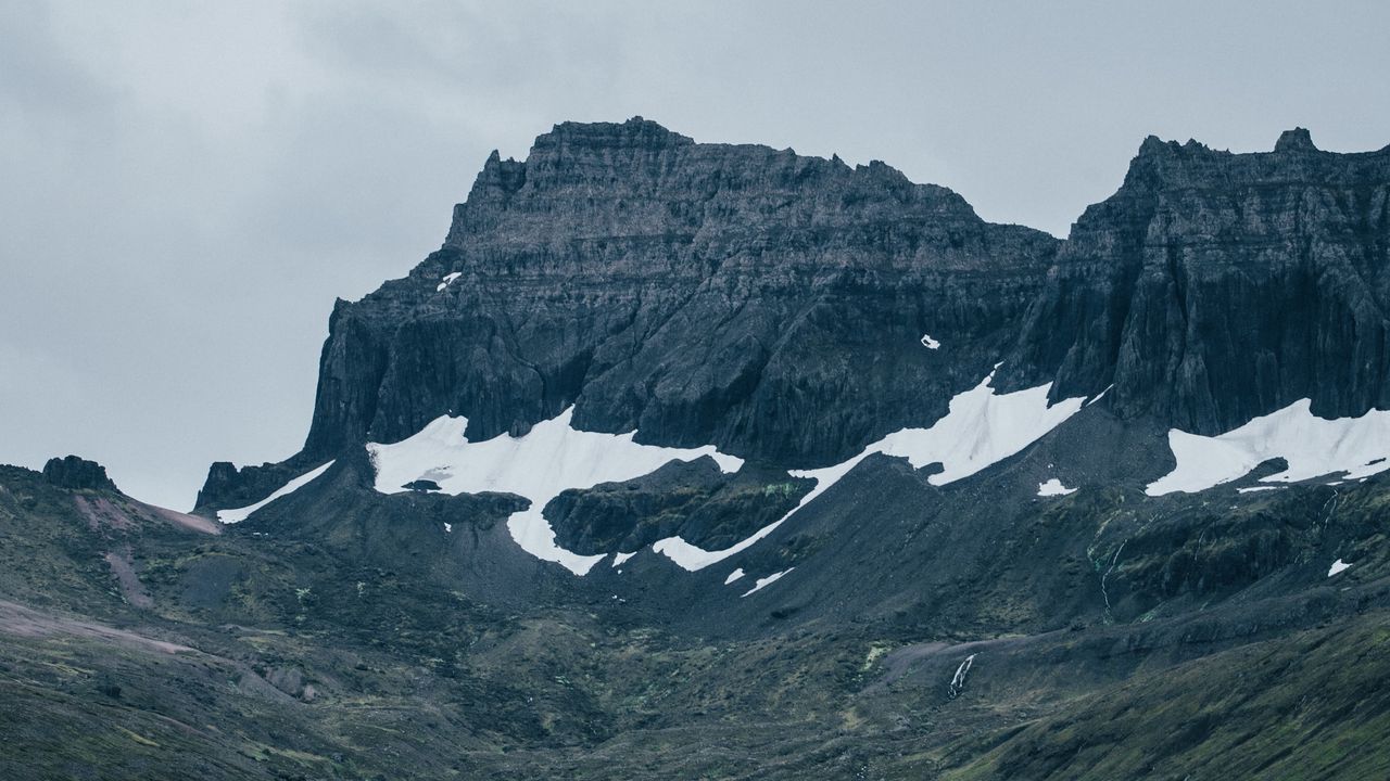 Wallpaper rocks, mountains, river, snowy
