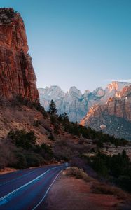 Preview wallpaper rocks, mountains, road, trees