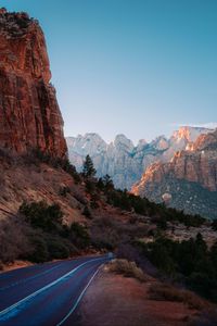Preview wallpaper rocks, mountains, road, trees