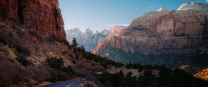Preview wallpaper rocks, mountains, road, trees