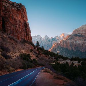 Preview wallpaper rocks, mountains, road, trees