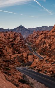 Preview wallpaper rocks, mountains, road, winding, sandy