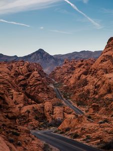 Preview wallpaper rocks, mountains, road, winding, sandy