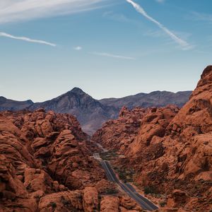 Preview wallpaper rocks, mountains, road, winding, sandy