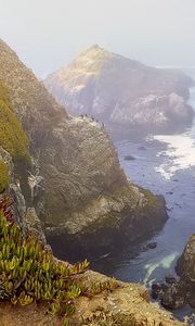 Preview wallpaper rocks, mountains, sea, birds, landscape