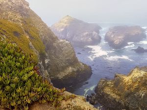 Preview wallpaper rocks, mountains, sea, birds, landscape