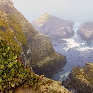 Preview wallpaper rocks, mountains, sea, birds, landscape