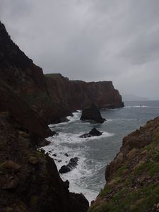 Preview wallpaper rocks, mountains, sea, surf, storm