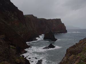 Preview wallpaper rocks, mountains, sea, surf, storm