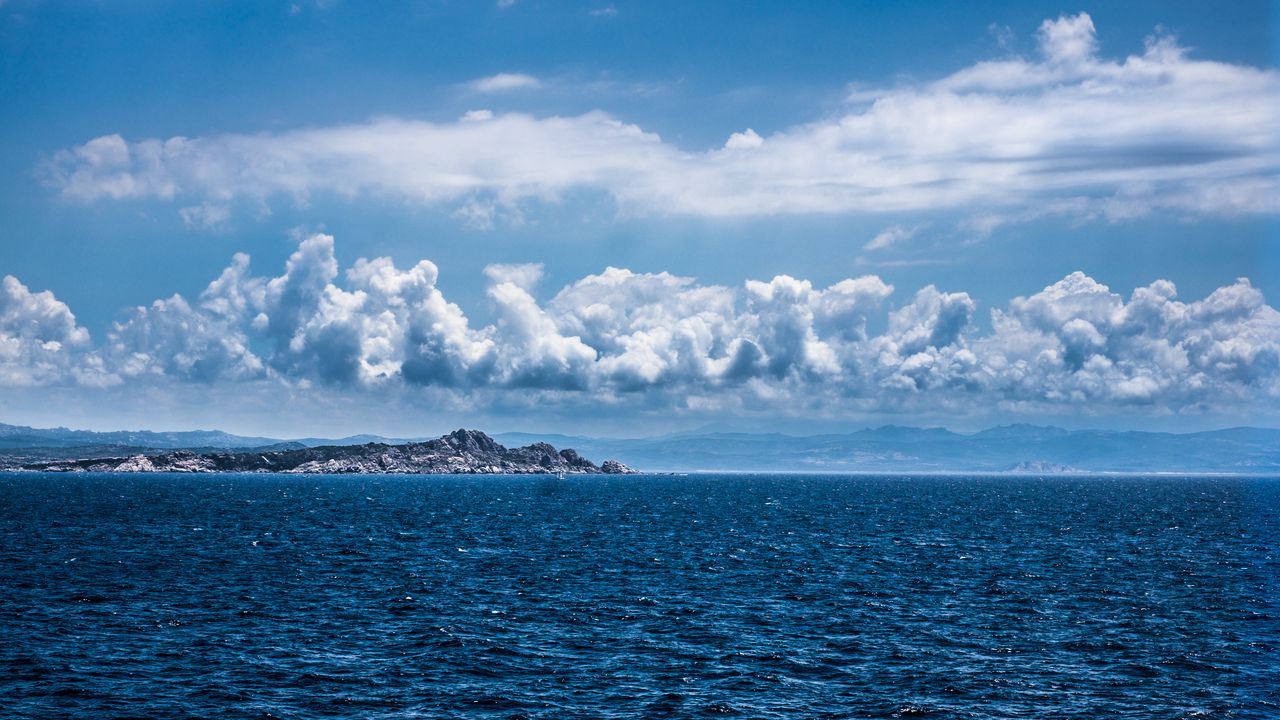 Wallpaper rocks, mountains, sea, horizon, sky
