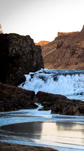 Preview wallpaper rocks, mountains, sea, waves, foam