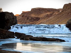 Preview wallpaper rocks, mountains, sea, waves, foam