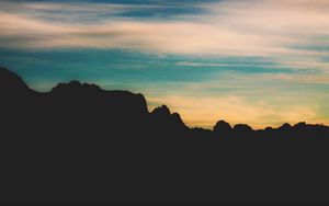 Preview wallpaper rocks, mountains, sky, clouds