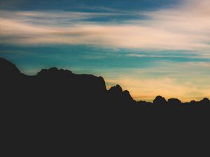 Preview wallpaper rocks, mountains, sky, clouds