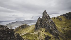 Preview wallpaper rocks, mountains, sky, slopes