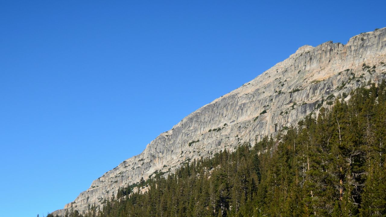 Wallpaper rocks, mountains, slope, trees, river