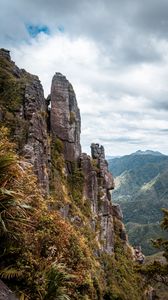 Preview wallpaper rocks, mountains, slope, plants, trees