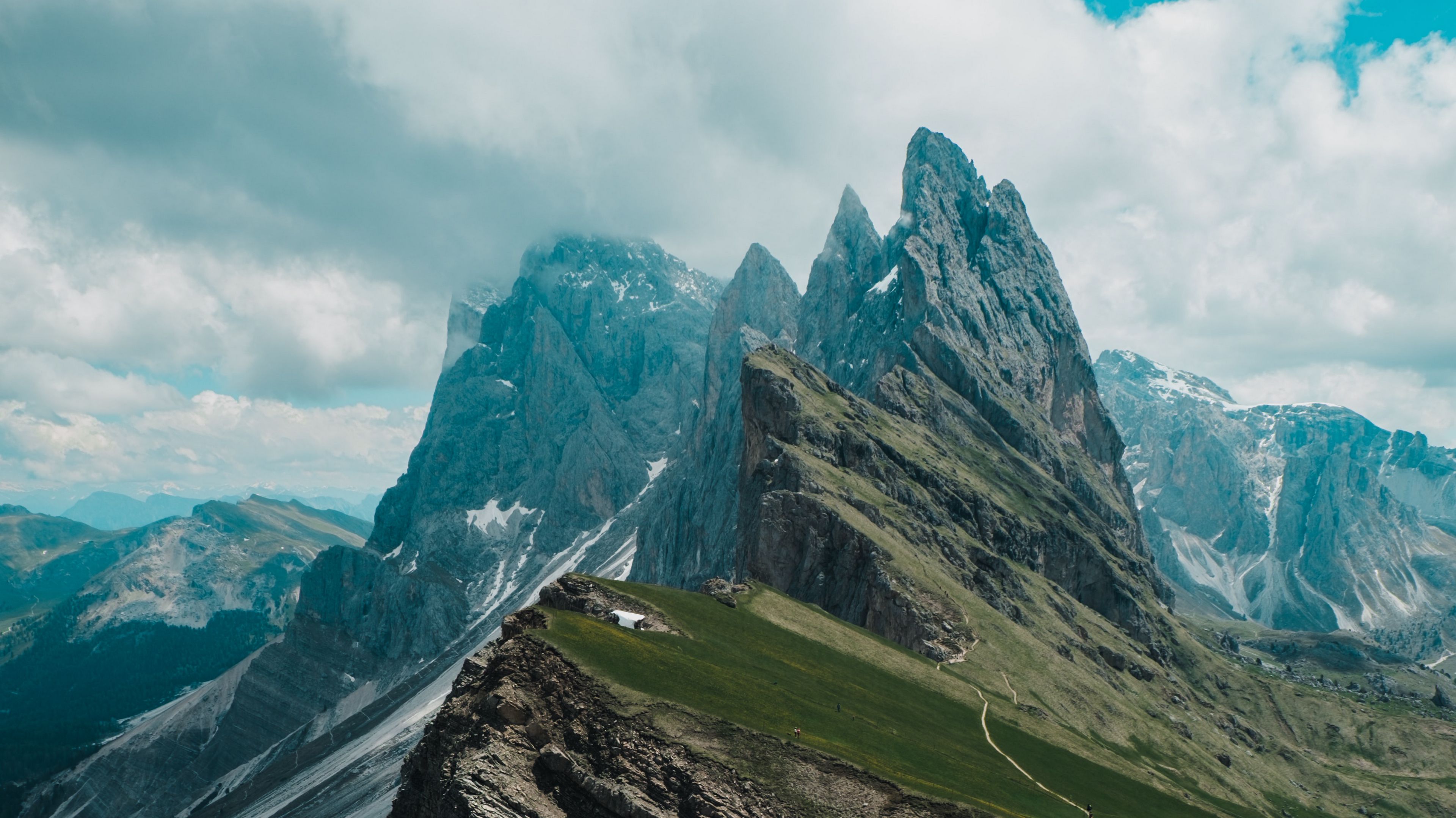 Download wallpaper 3840x2160 rocks, mountains, slope, grass, sky 4k uhd