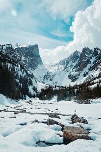 Preview wallpaper rocks, mountains, snow, snowy, stones