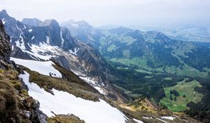 Preview wallpaper rocks, mountains, snow, snowy, stones, slope