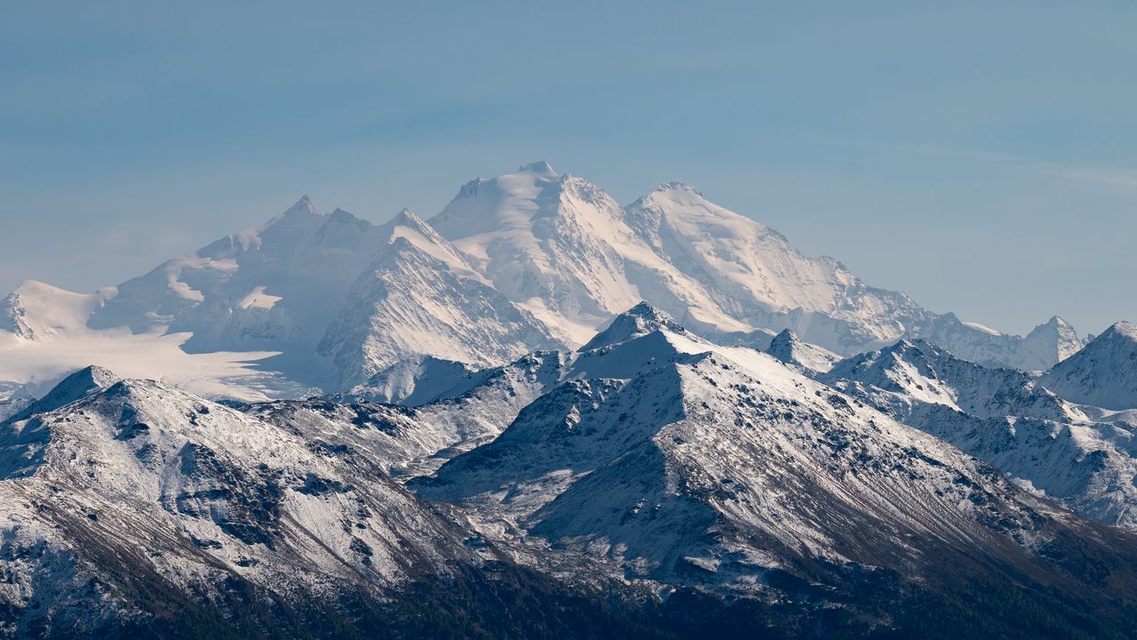 Wallpaper rocks, mountains, snow, snowy, sky