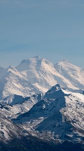 Preview wallpaper rocks, mountains, snow, snowy, sky