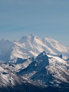 Preview wallpaper rocks, mountains, snow, snowy, sky