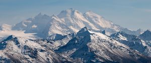 Preview wallpaper rocks, mountains, snow, snowy, sky