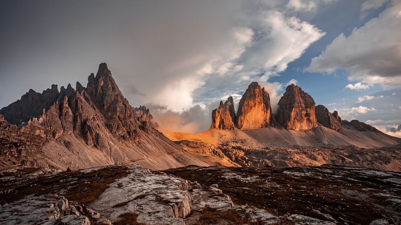 Wallpaper rocks, mountains, stone, sky, clouds
