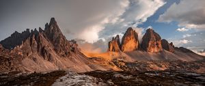 Preview wallpaper rocks, mountains, stone, sky, clouds