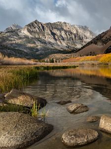 Preview wallpaper rocks, mountains, stones, lake, landscape