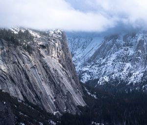 Preview wallpaper rocks, mountains, top, snow