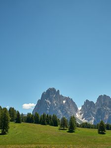 Preview wallpaper rocks, mountains, trees, grass, sky