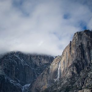 Preview wallpaper rocks, mountains, trees, snow, snowy