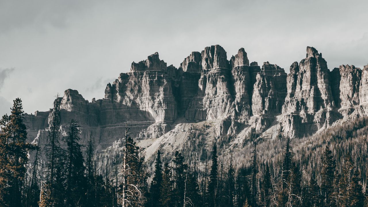 Wallpaper rocks, mountains, trees, grass, relief