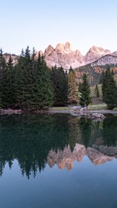 Preview wallpaper rocks, mountains, trees, lake, reflection