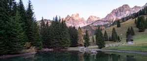 Preview wallpaper rocks, mountains, trees, lake, reflection