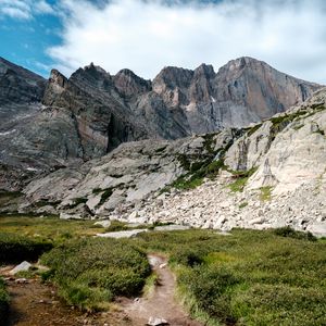 Preview wallpaper rocks, mountains, valley, grass, stones