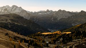 Preview wallpaper rocks, mountains, valley, trees, landscape
