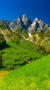 Preview wallpaper rocks, mountains, valley, grass, landscape