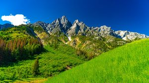 Preview wallpaper rocks, mountains, valley, grass, landscape