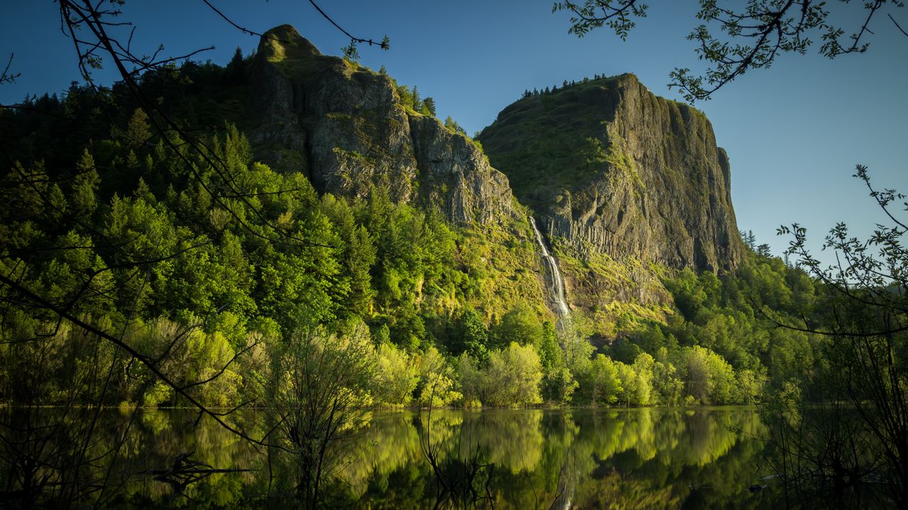 Wallpaper rocks, mountains, water, reflection