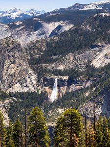 Preview wallpaper rocks, mountains, waterfall, trees