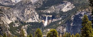 Preview wallpaper rocks, mountains, waterfall, trees