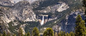 Preview wallpaper rocks, mountains, waterfall, trees