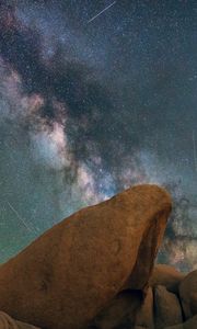 Preview wallpaper rocks, nebula, starry sky, stars, space, starfall