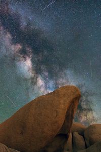 Preview wallpaper rocks, nebula, starry sky, stars, space, starfall