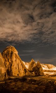 Preview wallpaper rocks, night, backlight, dark, nature