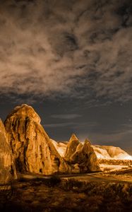 Preview wallpaper rocks, night, backlight, dark, nature